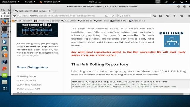 Installing Kali repositories or updates for 2016 version смотреть онлайн