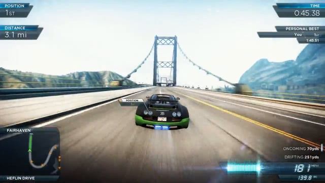 NFS Most Wanted 2012: "Burning Bridges" Sprint Race 1:44.35 - Bugatti Veyron Vitesse Full Pro Mods смотреть онлайн