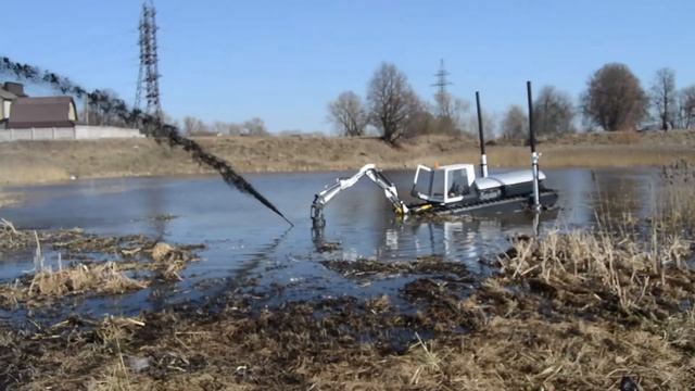 Очистка водоемов амфибия мини земснаряд. смотреть онлайн