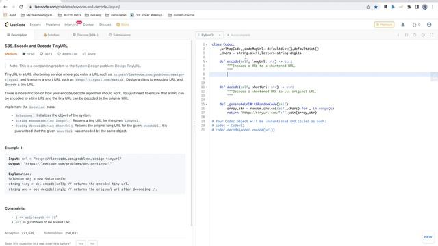 535. Encode and Decode TinyURL 535. TinyURL 的加密与解密 смотреть онлайн