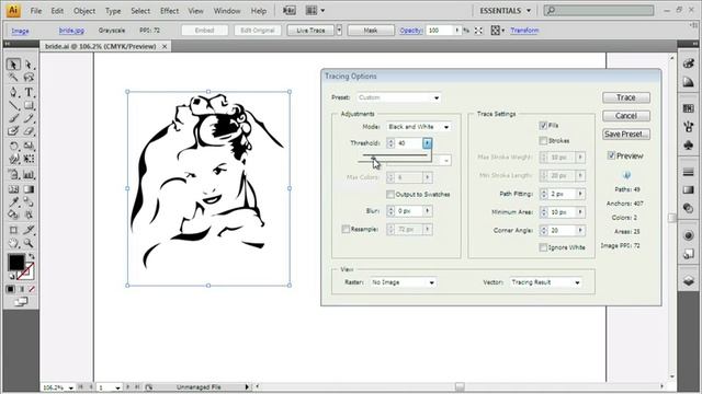 Adobe Illustrator CS4 Advanced Turn a Bitmap into a Vector Illustration using Live Trace смотреть онлайн
