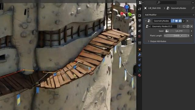 Blender : Showcase of procedural wooden footway using Geometry Nodes смотреть онлайн