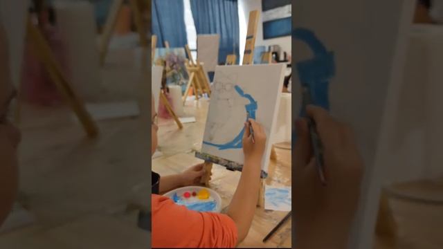 мастер класс. подарок на д/р дочке. студия АртЛаб Мытищи. холст, акрил.#artlabshkola (7) смотреть онлайн