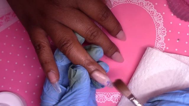 Elegant Frosted Pink Blingy Acrylic Nails Full Set Tutorial смотреть онлайн