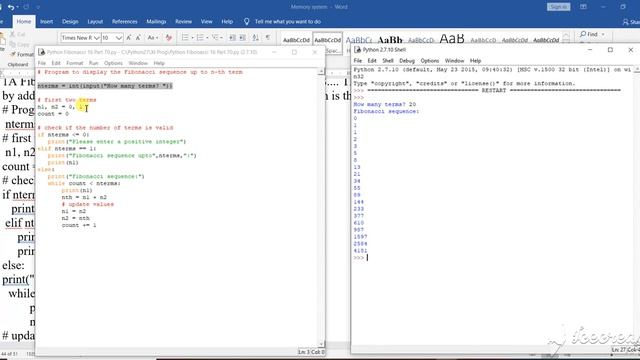 Python Fibonacci While loop 14 Part 92 смотреть онлайн