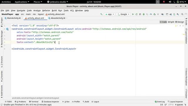 80.Creating Multiple Activities | Music Player Application | Android Development Kotlin in Hindi смотреть онлайн