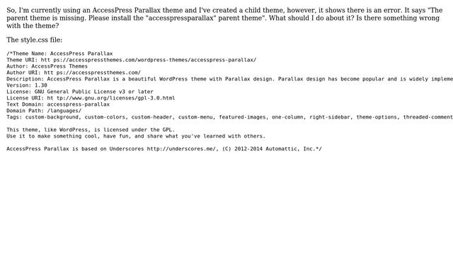 Wordpress: How to create a parent theme for accesspress parallax theme? смотреть онлайн