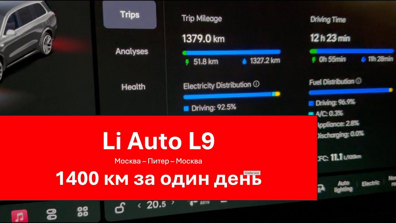 Li Auto L9 - Проехать 1400 км за день? В Питер и обратно одним днём!