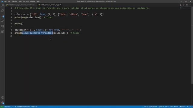 Python - Ejercicio 953: Función any() Validar Si al Menos un Elemento de una Colección es Verdadero смотреть онлайн