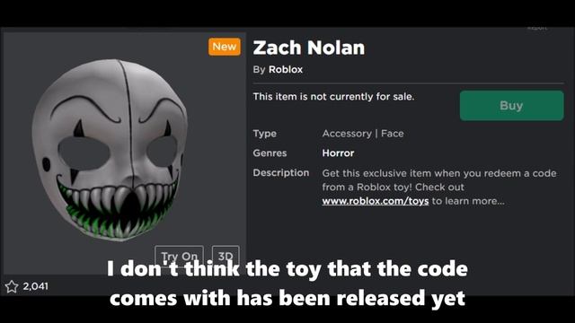 Zach Nolan Mask In Roblox Catalog!? смотреть онлайн