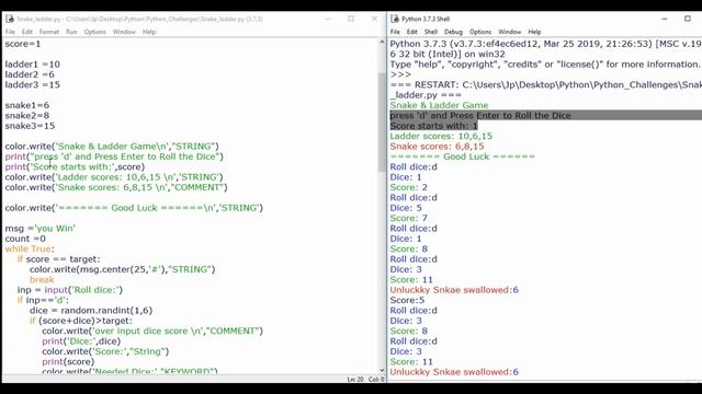 snake ladder game with python | python free projects in telugu смотреть онлайн