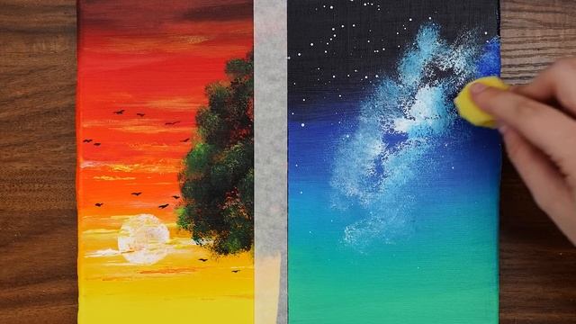 Half & Half Life Acrylic Painting Step By Step #1126｜Satisfying Demo