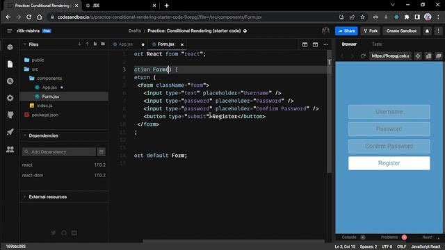 Practice: Conditional Rendering in React | Thinking in React смотреть онлайн