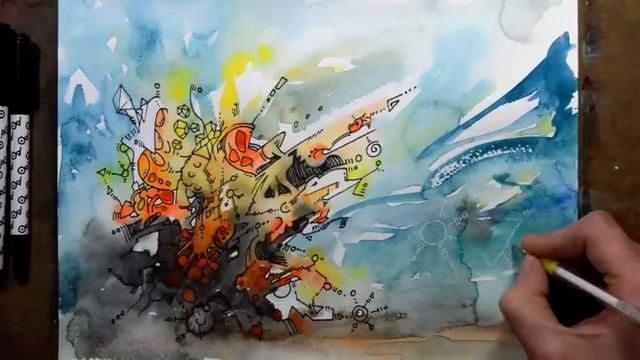 INTUITIVE WATERCOLOR ABSTRACT COMPOSITION. ИНТУИТИВНАЯ АБСТРАКТНАЯ КОМПОЗИЦИЯ АКВАРЕЛЬЮ. смотреть онлайн