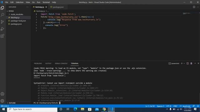 node-fetch SyntaxError Cannot use import statement outside a module nodejs fetch call error solved смотреть онлайн