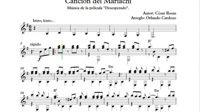 Canción Del Mariachi. Guitarra Solista (iniciación)