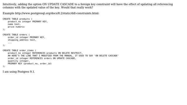 Databases: Will FK ON UPDATE CASCADE work? смотреть онлайн