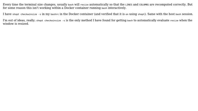 Unix & Linux: bash not resizing correctly within interactive Docker container смотреть онлайн