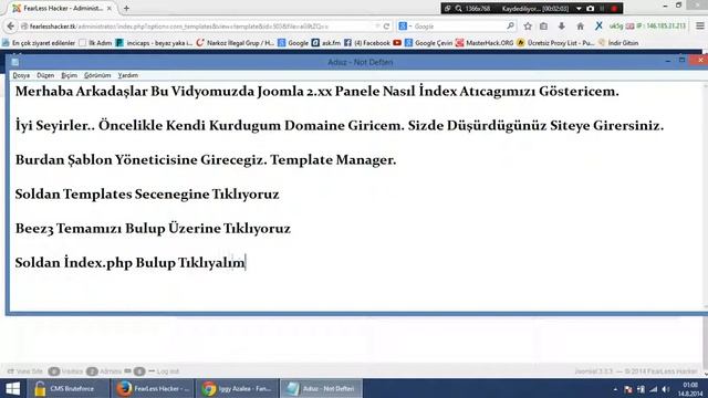 Joomla 2.x.x Panele İndex Atma смотреть онлайн