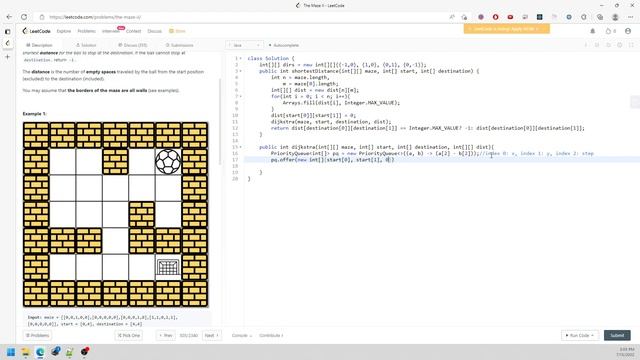 LeetCode 505 | The Maze II | PriorityQueue | Java смотреть онлайн