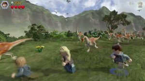 Стая галлимимов убегает от Ти-рекса LEGO Jurassic World