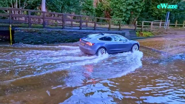 Tesla Model 3 Ford Crossing | Rufford Ford Electric Car Crossing Ford