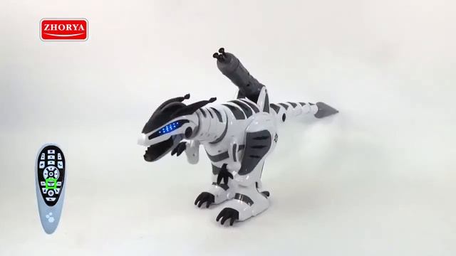 Динозавр робот ТИРЕКС 2855 с ракетами, свет, звук, запуск по отпечатку, акк, 55 см.