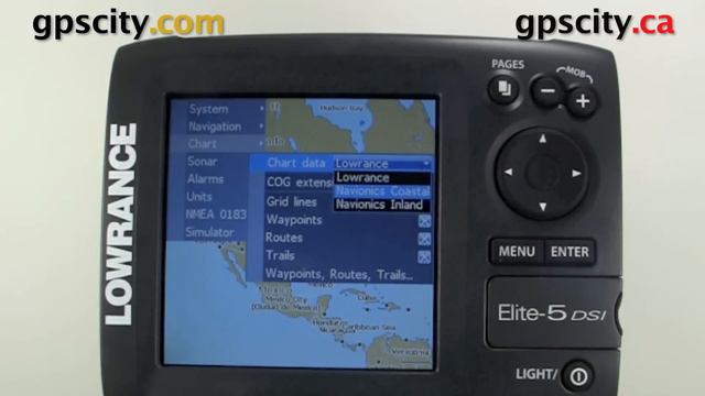 Lowrance Elite 5 Video Manual - Selecting Charts To View