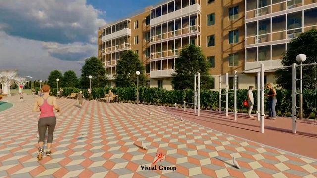 3D визуализация сквера смотреть онлайн