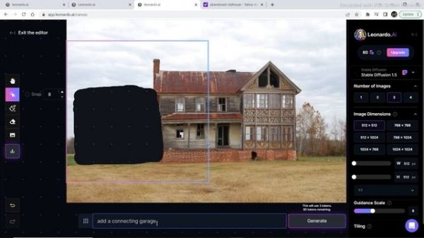 Leonardo AI Canvas Editor - Basic Image Inpainting