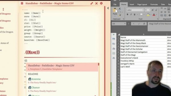 Obsidian - Create a Handlebar Template from CSV (JSON/CV Importer)