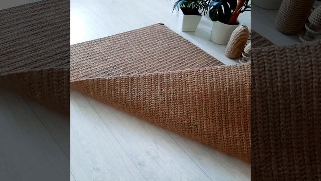 Коврик из джута крючком с антискользящим покрытием, ручная работа. смотреть онлайн