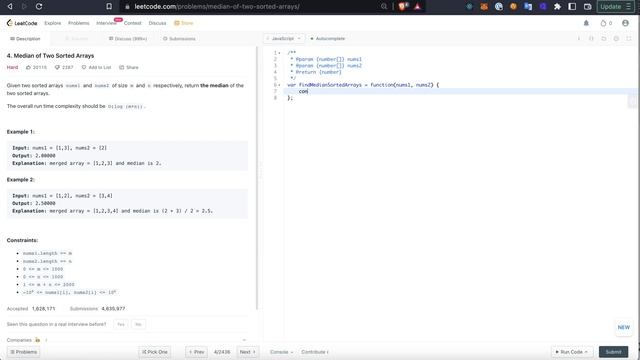 Visualize Leetcode 4: Median of Two Sorted Arrays смотреть онлайн