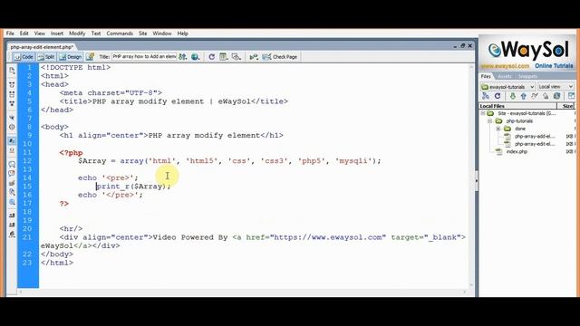 PHP array modify element | PHP Tutorials | eWaySol смотреть онлайн