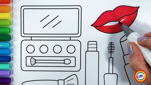 How to Draw and Color Fun Makeup Tools ??? Makeup Tools Drawing and Coloring Pages for Kids смотреть онлайн