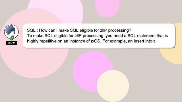 SQL : How can I make SQL eligible for zIIP processing? смотреть онлайн