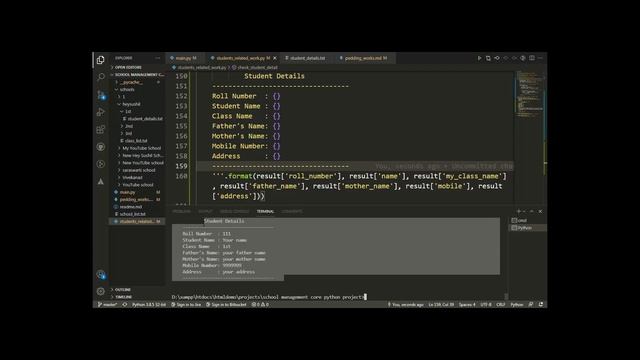 How to use single line multi line string in python School Management Project on Core Python смотреть онлайн