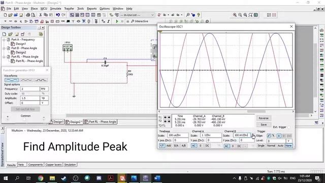 Multisim How to find T, Delta t & Phase Angle смотреть онлайн