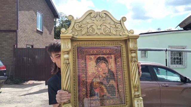 резной киот под икону. ручная работа. массив дерева. резьба по дереву. смотреть онлайн
