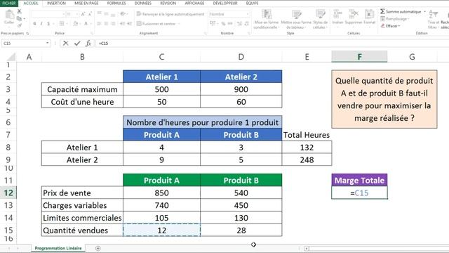 EXCEL - UTILISER LE SOLVEUR (Résoudre un problème de programmation linéaire avec le SIMPLEX) смотреть онлайн