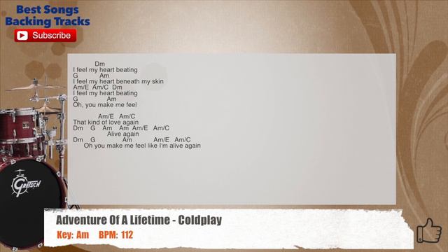 🥁 Adventure Of A Lifetime - Coldplay Drums Backing Track with chords and lyrics смотреть онлайн