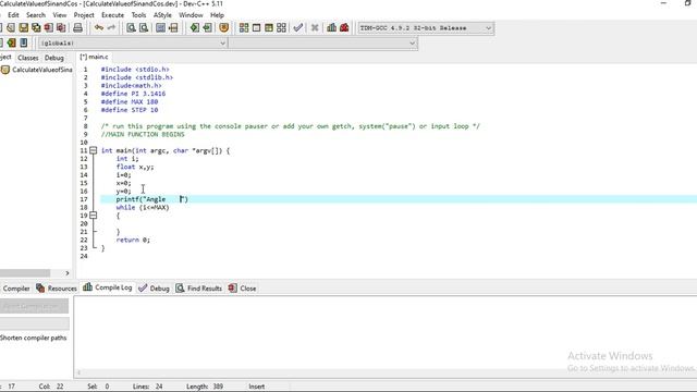 Finding Sin and Cos Values using C Programming Codes, Learn C Programming, use of Math.h header fil смотреть онлайн