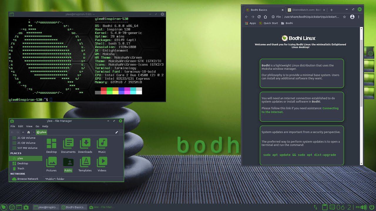 Bodhi linux 6.0 - первый взгляд. смотреть онлайн