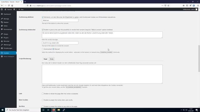 KOSTENLOSEN Cookie-Banner in Wordpress Website einbinden (DSGVO) | [Debian10/DE] смотреть онлайн