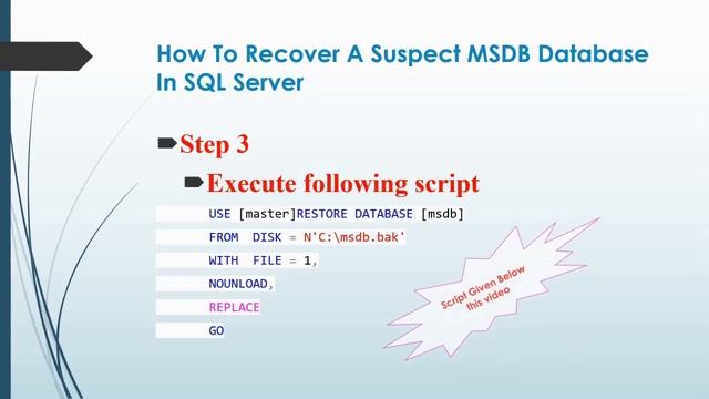 How to recover a suspect MSDB database in SQL server смотреть онлайн