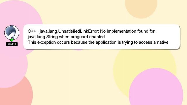 C++ : java.lang.UnsatisfiedLinkError: No implementation found for java.lang.String when proguard en смотреть онлайн