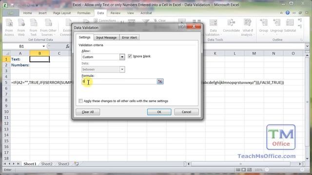 Excel - Allow only Text or only Numbers Entered into a Cell in Excel - Custom Formulas смотреть онлайн