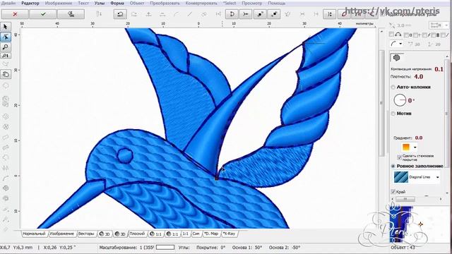 Процесс создания дизайна колибри в Embird Studio часть 3 смотреть онлайн