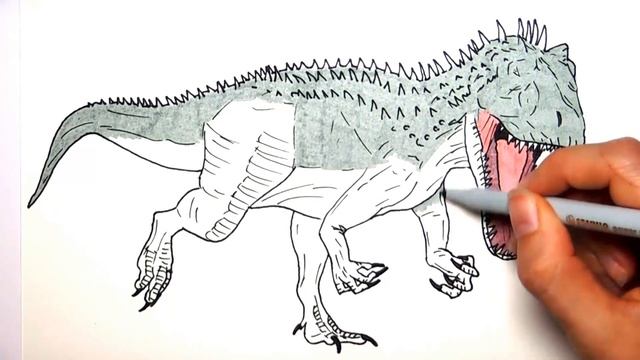 Drawing and coloring Indominus Rex From Jurassic World - Draw Dinosaurs Color Pages For Childrens смотреть онлайн