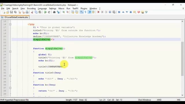 #7 Local, global and constants || PHP in Tamil смотреть онлайн